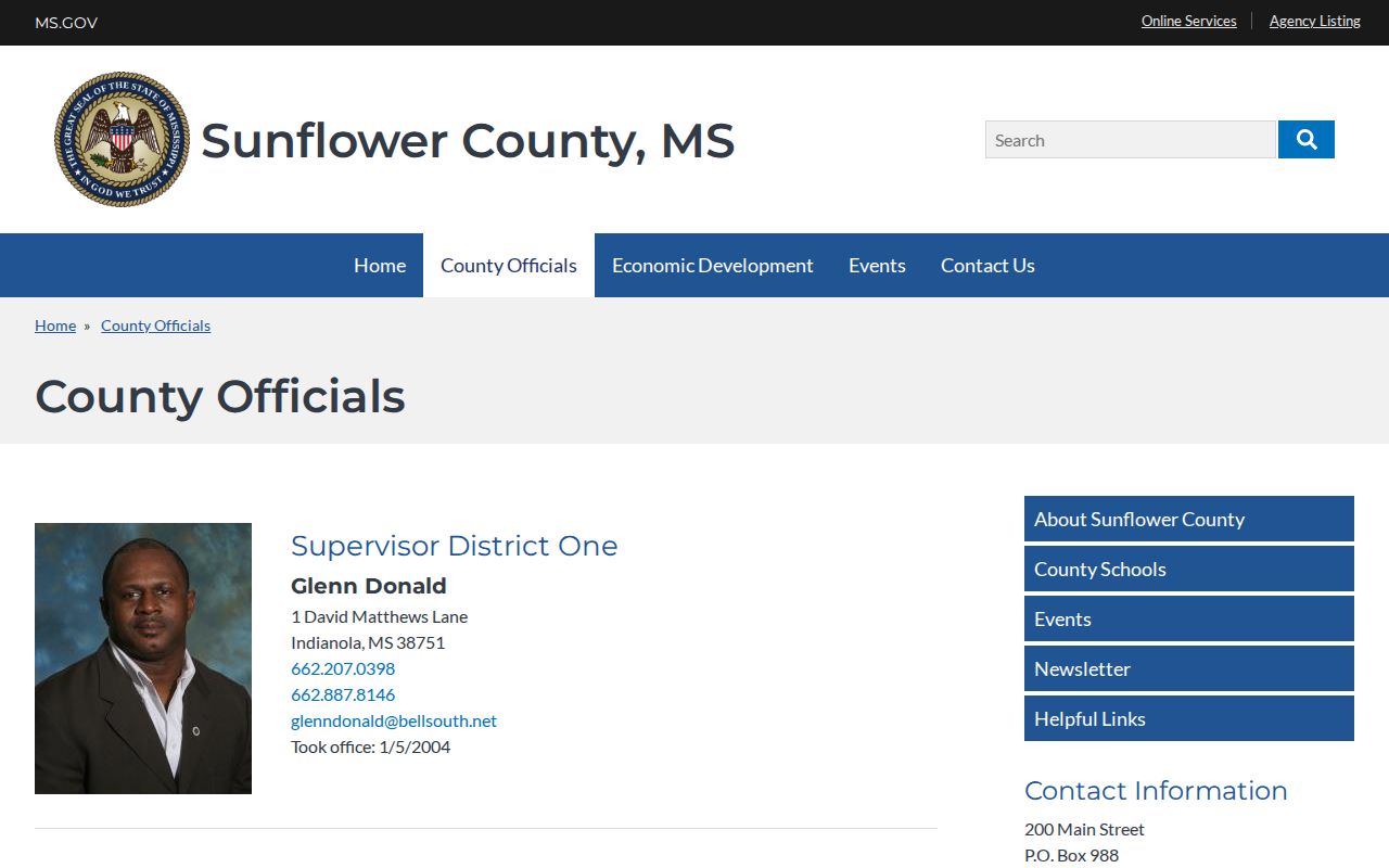 Sunflower County booking record sheriff contact source